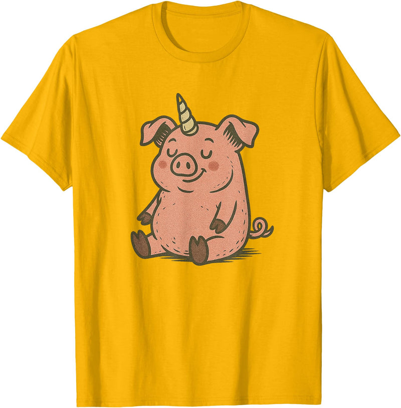 Funny Pig Outfit Unicorn Pig Costume for Funny Pigs and Unicorns Lovers T-Shirt - Golden Yellow