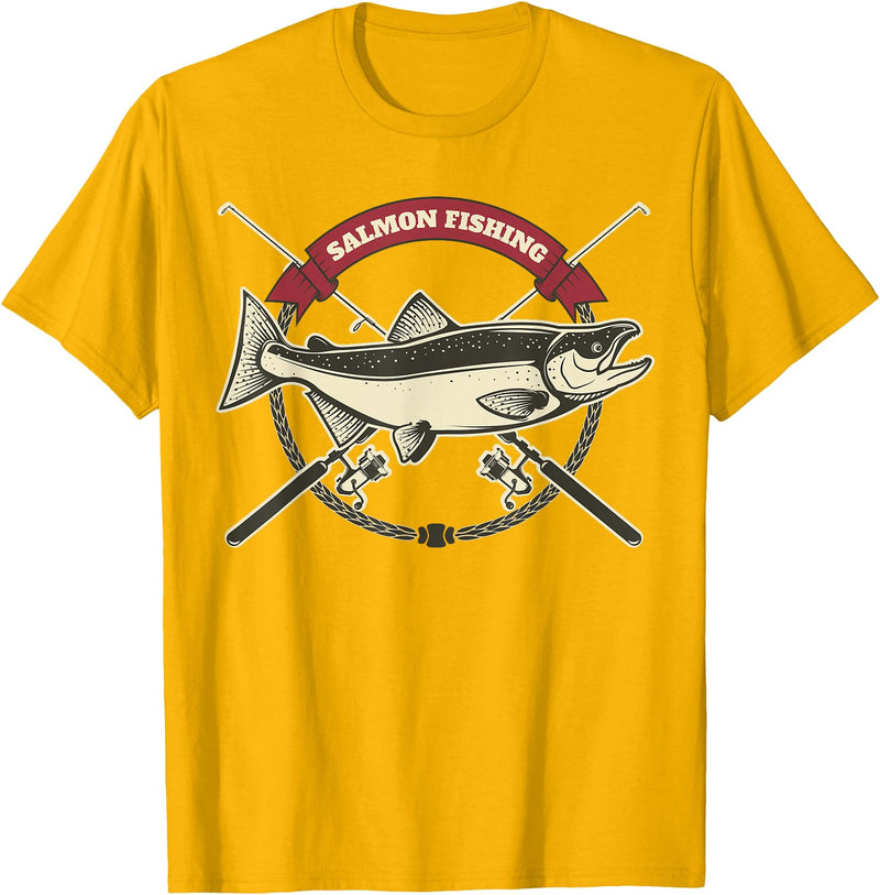 Fishing Teez Salmon Fishing T-Shirt T-Shirt - Golden Yellow