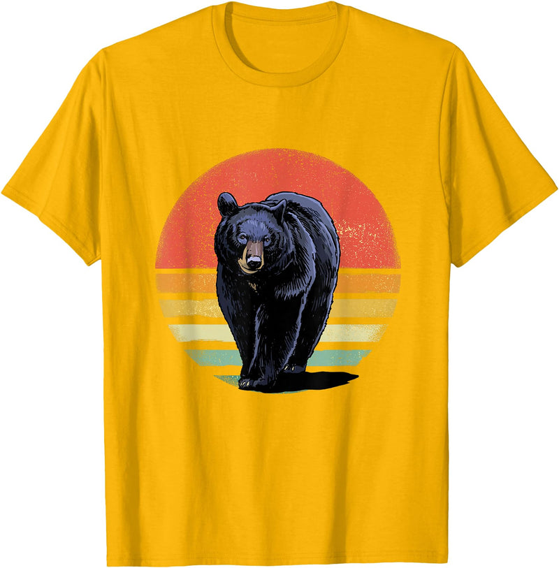 Wowsome! Retro Vintage Black Bear T-Shirt - Golden Yellow