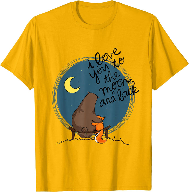 Little Squirrel Designs Cute I Love You To The Moon And Back Bear & Squirrel T Shirt T-Shirt - Golden Yellow