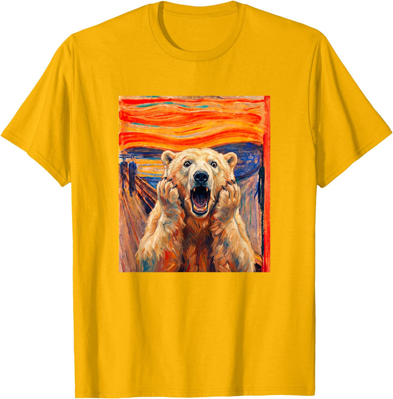 Polar Bears Polar Bear the scream meme The Scream Art Funny Polar Bear Meme T-Shirt - Golden Yellow