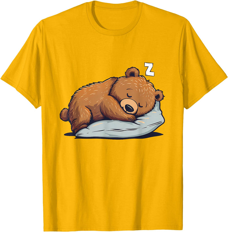 Cute Sleeping Animals Napping Bear Sleeping Sleepy Bear Cute Bear Sleeping T-Shirt - Golden Yellow