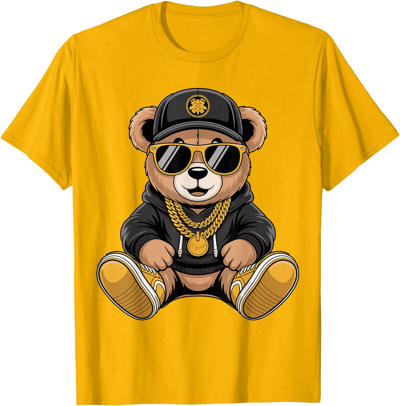 Magical and Funny Teddy Bear Gifts Cool Teddy Bear Hip Hop T-Shirt - Golden Yellow