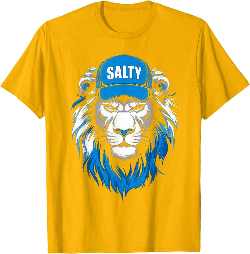 I Liked The Lions Before It Was Cool Tees Blue Lions Salty Wearing Hat Salty Cool Lions Strong Lions T-Shirt - Golden Yellow