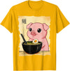 Funny Pig Anime Eating Ramen Pig Ramen Japanese Kawaii Anime Pig T-Shirt - Golden Yellow