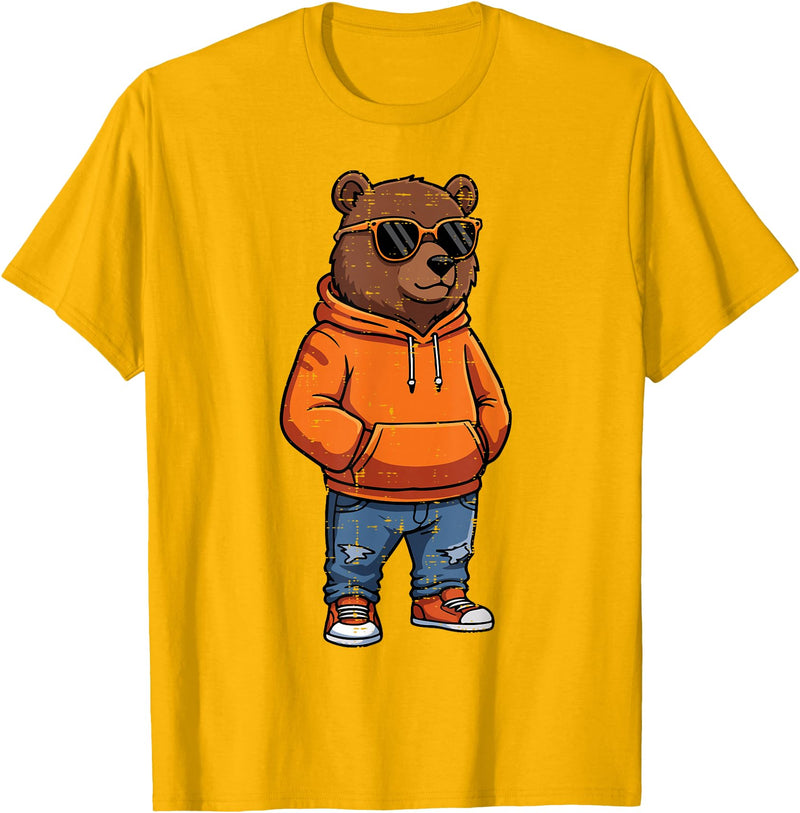 Bear Shirts For Men Women Kids Gifts Cool Bear Sunglasses Men Women Kids Boys Girls Youth Teen T-Shirt - Golden Yellow
