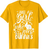 Funny Just a Girl Who Loves Bunnies Cute Rabbit Lover T-Shirt in Golden Yellow