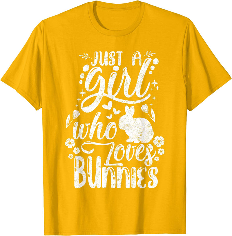 Funny Just a Girl Who Loves Bunnies Cute Rabbit Lover T-Shirt in Golden Yellow