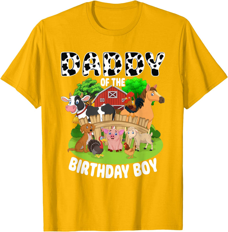 Matching Farm Theme Birthday Shirts By PDQA Daddy of The Bday Boy Farm Animals Matching Farm Theme T-Shirt - Golden Yellow