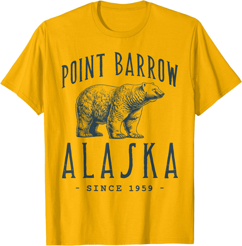 ARTIC ADVENTURE BEAR VINTAGE DESIGNS POINT BARROW, ALASKA POLAR BEAR WILDLIFE T-Shirt - Golden Yellow