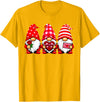 Three Gnome Crew Family Outfit Gnomes Love Valentine's Day Buffalo Leopard Heart Women Men T-Shirt - Golden Yellow