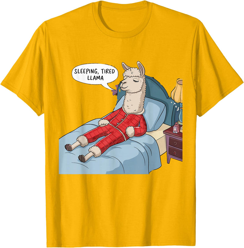 Alpaca shirt Family Llama Pjs Clothes Alpaca Llama with Red Buffalo Plaid Pajamas Girl Boy Llama T-Shirt - Golden Yellow