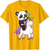 Panda Bear Unicorns Boys Girls Kids Panda Riding Unicorn Cute Magical Animals T-Shirt - Golden Yellow