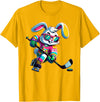 Happy Easter Bunny Hockey Rabbit Men Women Kid T-Shirt in Golden Yellow