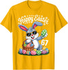 Dabbing Rabbit Bunny Eggs Dab Six Seven 6 7 Meme T-Shirt in Golden Yellow