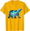 Arctic Wildlife Aurora Borealis Polar Bear Nature Northern Lights Polar Bear Arctic Landscape T-Shirt - Golden Yellow