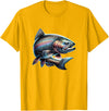 Steelhead Fishing - Unisex Adults & Kids Fishing T-Shirt - Black - Small - Short Sleeve - Cotton & Polyester - Modern Fish Graphic - Crew Neck - Regular Fit - Pull On - Imported - Golden Yellow