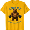 Funny Sarcastic Novelty Tee for Men Women Kinda Fit But Diet Needs Some Work Bear Weightlifting Gym T-Shirt - Golden Yellow
