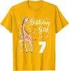 Giraffe Birthday Party by LazyPanda Giraffe 7th Birthday Girl 7 Years Old Giraffe Lover T-Shirt - Golden Yellow