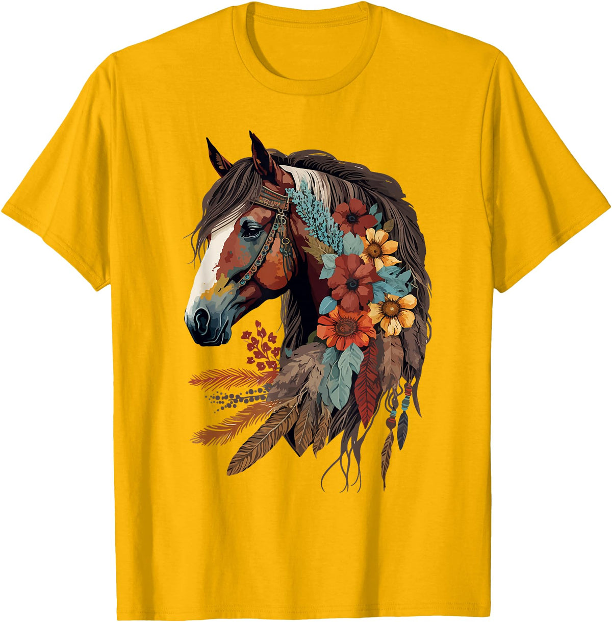 Just a girl who loves horses Co. Equestrian Horse Girl Western CowGirl Horseback Riding Theme T-Shirt - Golden Yellow