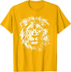 Älion. lion. Kids Unisex Black Lion Graphic Modern V-Neck T-Shirt - Golden Yellow