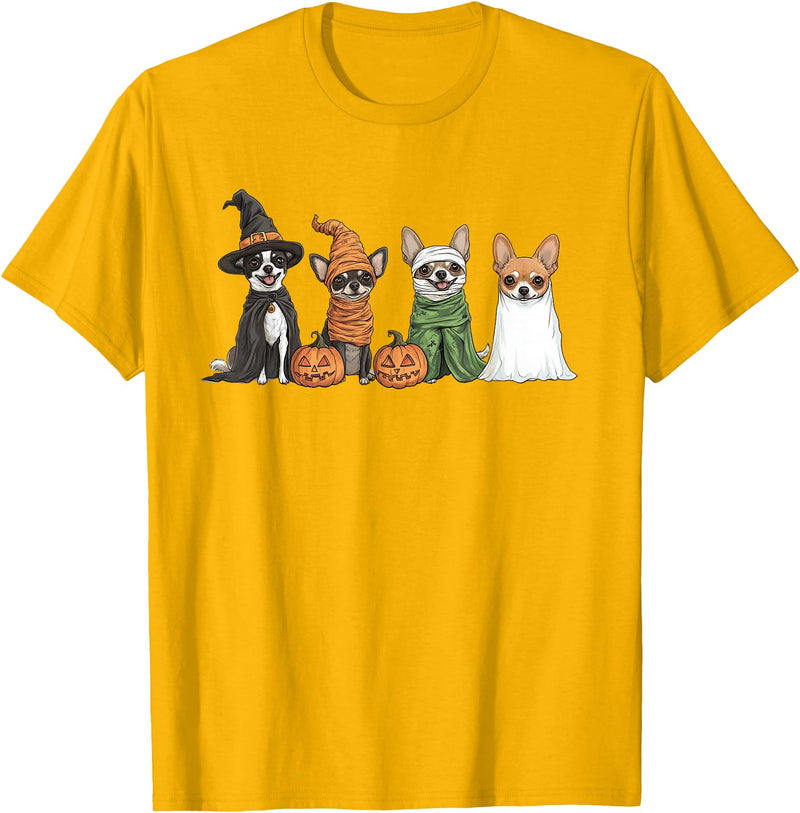 Cute Fall Chihuahua Dog Owner Halloween T-Shirt - Golden Yellow