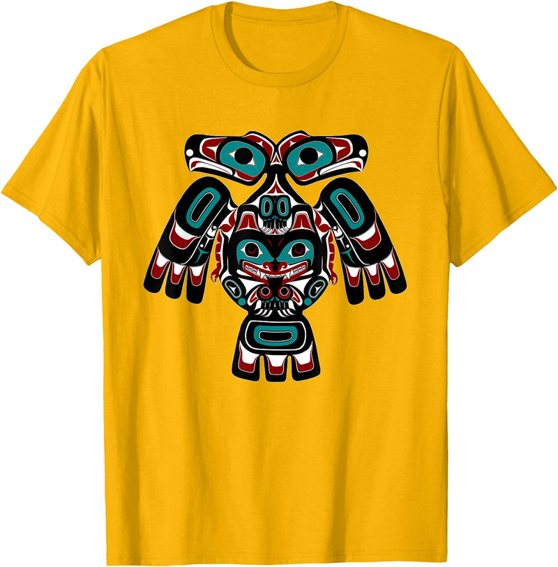 Tribal America Alaska Native American Indian Tlingit Eagle Bear Clan Spirit T-Shirt - Golden Yellow