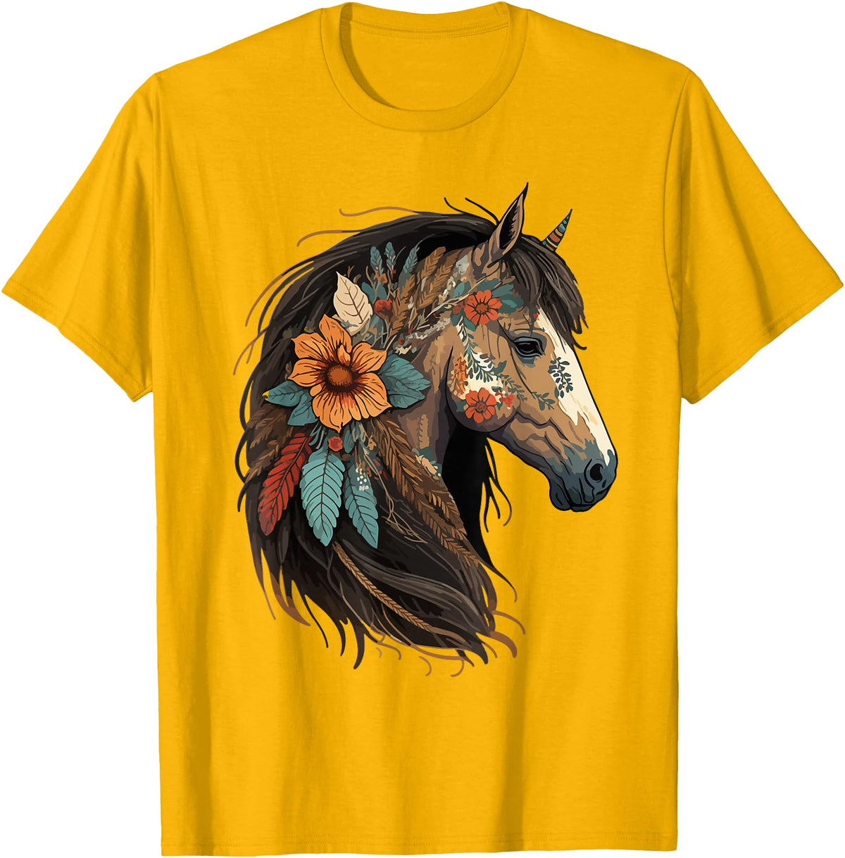 Just a girl who loves horses Co. Equestrian Horse Lover Western Cowgirl Horseback Riding T-Shirt - Golden Yellow