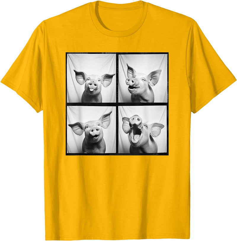 Piglet Farm Nature Photography Men Women Kids Happy Pig Face Portrait Hog Farmer Funny Farm Animal T-Shirt - Golden Yellow