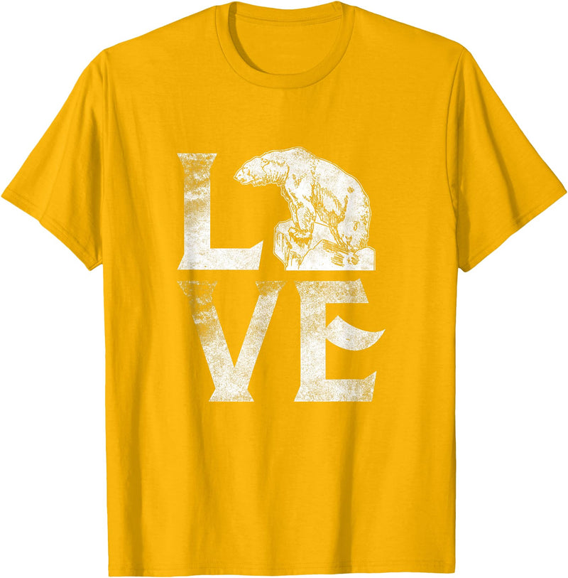 Love Polar Bears - White Bear T shirt, Tee Love Polar Bears T-shirt Cute White Bear Gift Climate Change T-Shirt - Golden Yellow