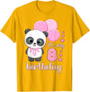 Birthday Gifts for Girls by Content Design Studio Birthday Girl 8 Panda Pink Balloons T-Shirt - Golden Yellow