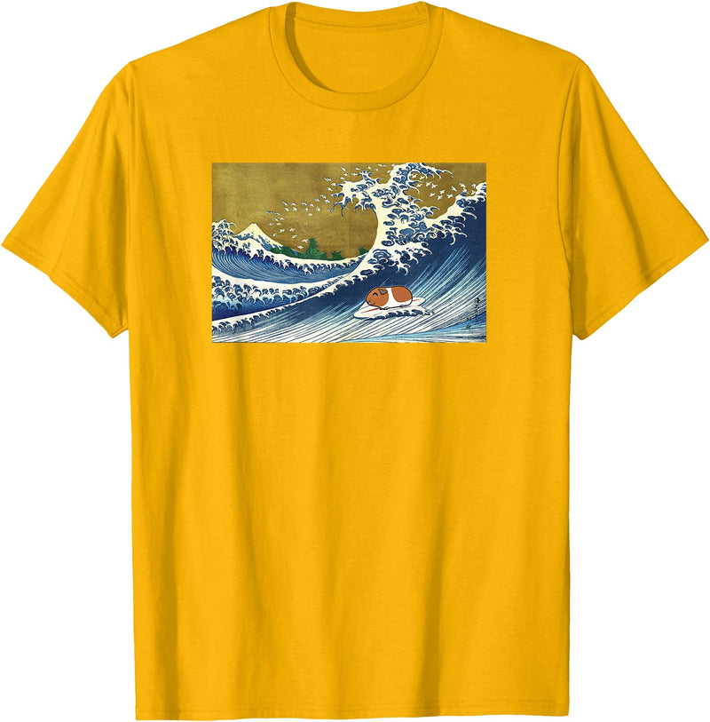 Kids Animal Wheek Cavy Mom Gift T Shirts & Hoodies Funny Retro Vintage Surfing A Great Wave Guinea Pig Lover T-Shirt - Golden Yellow
