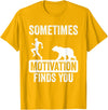 Mens Sometimes Motivation Finds You Garment Mens Sometimes Motivation Finds You Camping Bear Design T-Shirt - Golden Yellow
