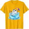 Cool Polar Bear Summer Ice Cube Relax Chill Polar Bear On Ice Cube Summer Vacation T-Shirt - Golden Yellow