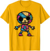 Colorful Punk Rock Goth Skeleton Halloween Colorful Skull Patchwork Skeleton Art T-Shirt - Golden Yellow