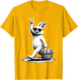 Funny Bunny Rabbit Rock on Men Women Kids Easter Day T-Shirt in Golden Yellow