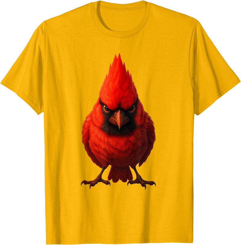 I just really like animals Angry Cardinal Artwork Red Bird Nature Wildlife Graphic T-Shirt - Golden Yellow