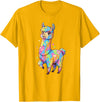 Rainbow Llama Love Pastel Hearts Kawaii Colorful Rainbow Heart Llama Kawaii Cute T-Shirt - Golden Yellow