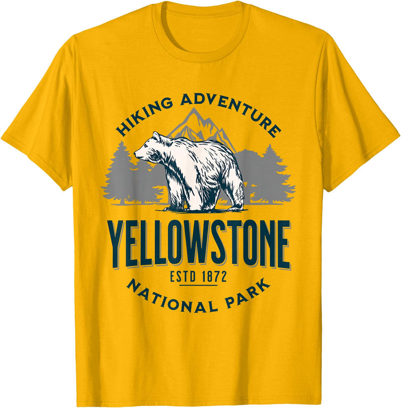 Yellowstone National Park Wyoming USA Outdoor Yellowstone Wyoming Nature Mountains Bear Hike Outdoors T-Shirt - Golden Yellow