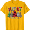 Merry Christmas Leopard Buffalo Red Plaid for Men Women T-Shirt - Golden Yellow
