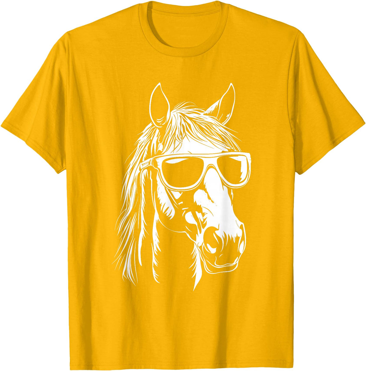 FunnyHorseCo. Funny Horse Sunglasses T-Shirt - Straight - Golden Yellow