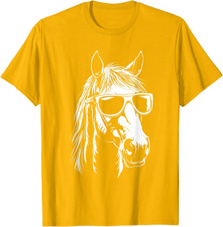 FunnyHorseCo. Funny Horse Sunglasses T-Shirt - Straight - Golden Yellow
