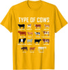 COW Designs By ShirtZilla Types of Cows Shirt Farmer Tee Shirt Costume Cow T-Shirt - Golden Yellow