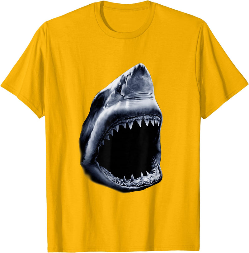 Shark Vibes Great Shark Face Graphic Ocean Bite Lovers Giant T-Shirt - Golden Yellow
