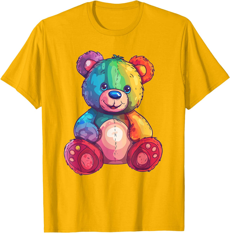 Cute Teddy Bear I Teddy Art I Kids Teddy Bear Colorful Teddy Bear T-Shirt - Golden Yellow