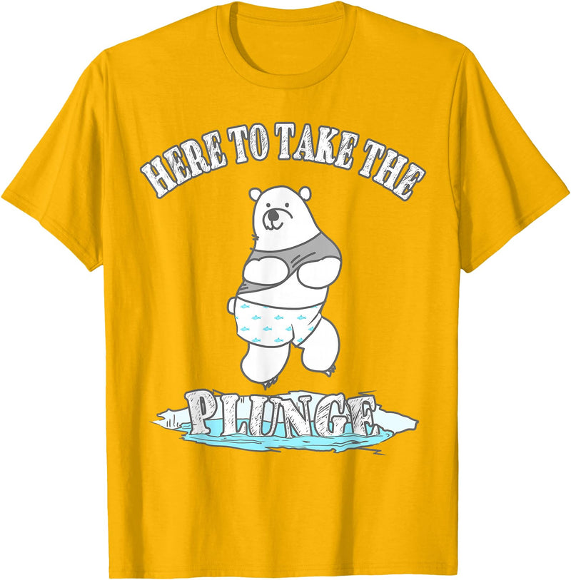 TLHM Polar Bear Gifts Here To Take The Plunge - Polar Bear Freezing Water Plunge T-Shirt - Golden Yellow