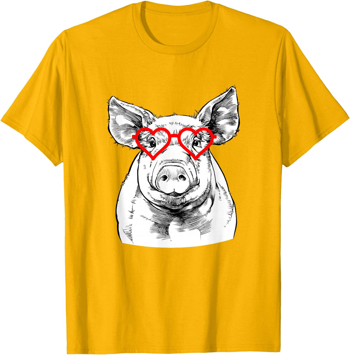 The Pawster Pig Valentines Day Farm Animal Lover T-Shirt - Golden Yellow