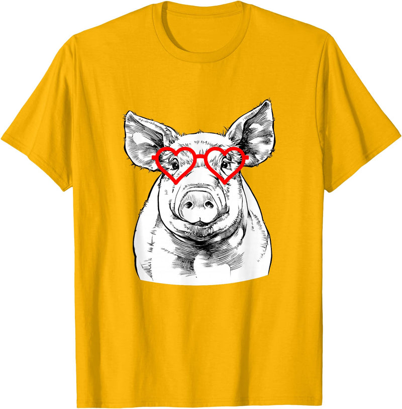 The Pawster Pig Valentines Day Farm Animal Lover T-Shirt - Golden Yellow