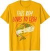 BoredKoalas Fish Fishing Shirts Fisherman Gifts This Boy Loves To Fish Bass Fishing Family Matching Men Gift T-Shirt - Golden Yellow