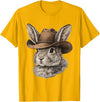 Happy Easter Y'all Rabbit Cowboy Hat Country Western Rodeo T-Shirt in Golden Yellow